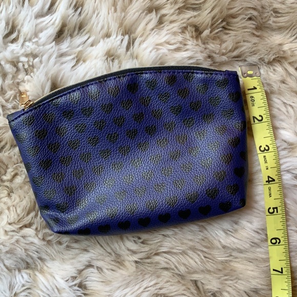 Purple with Black Heart Pattern Makeup Bag - Picture 3 of 3